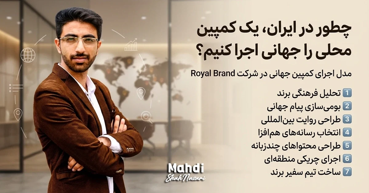 تبدیل کمپین محلی به کمپین جهانی 1 اجرای کمپین جهانی در شرکت رویال برند به روش مهدی شاه نظری